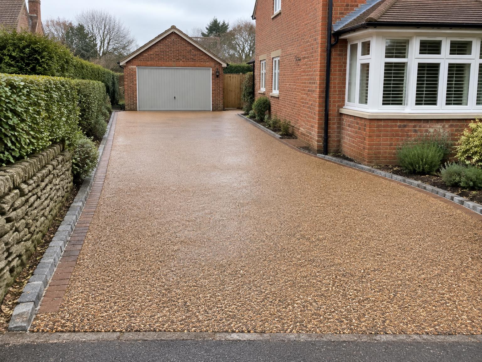 Same driveway after a new tar and chip surface